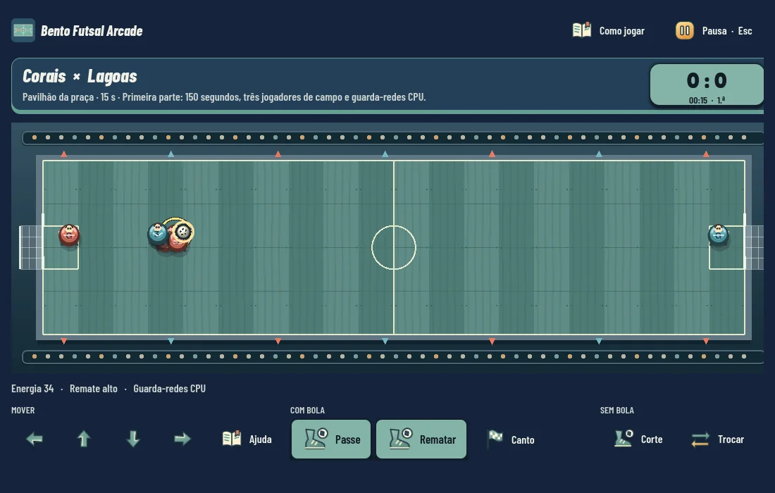 Uma partida de Bento Futsal Arcade