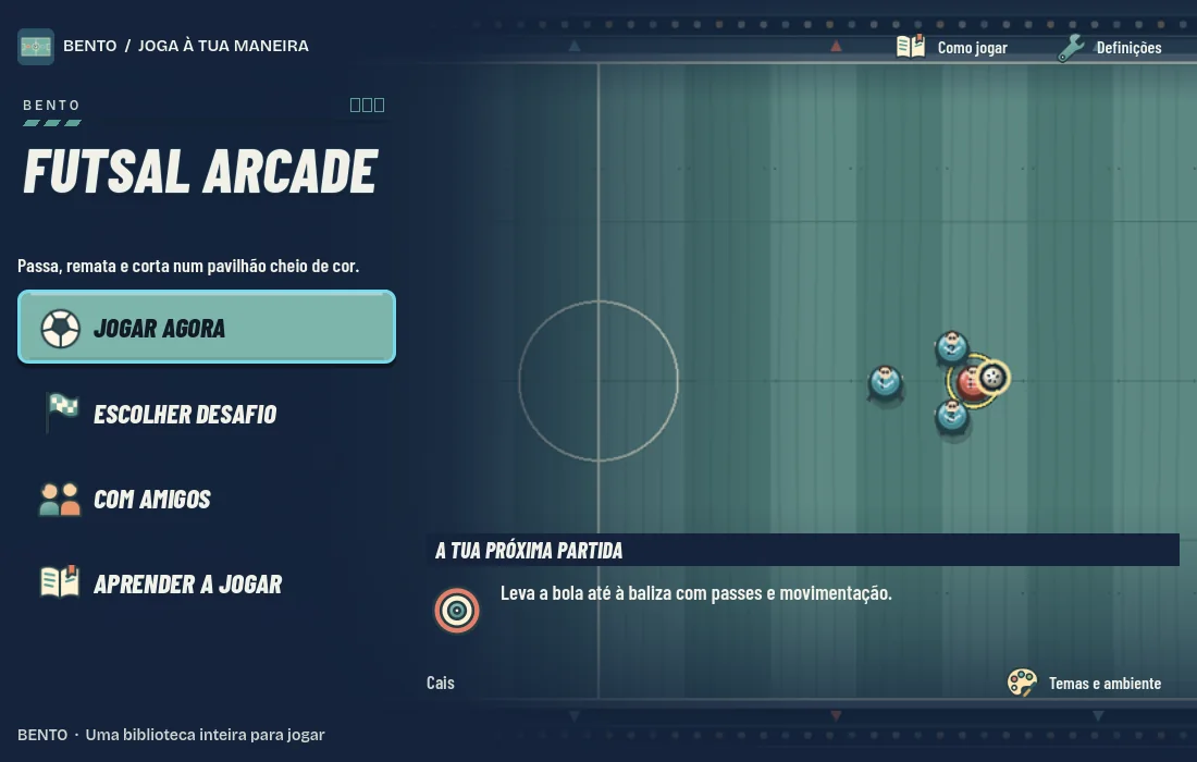 Ecrã inicial de Bento Futsal Arcade